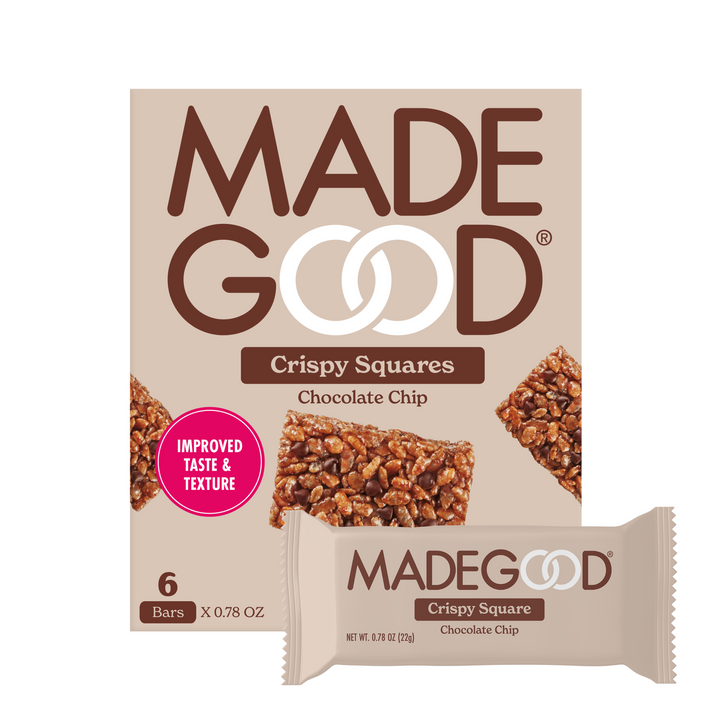 36 count of MadeGood chocolate chip crispy squares