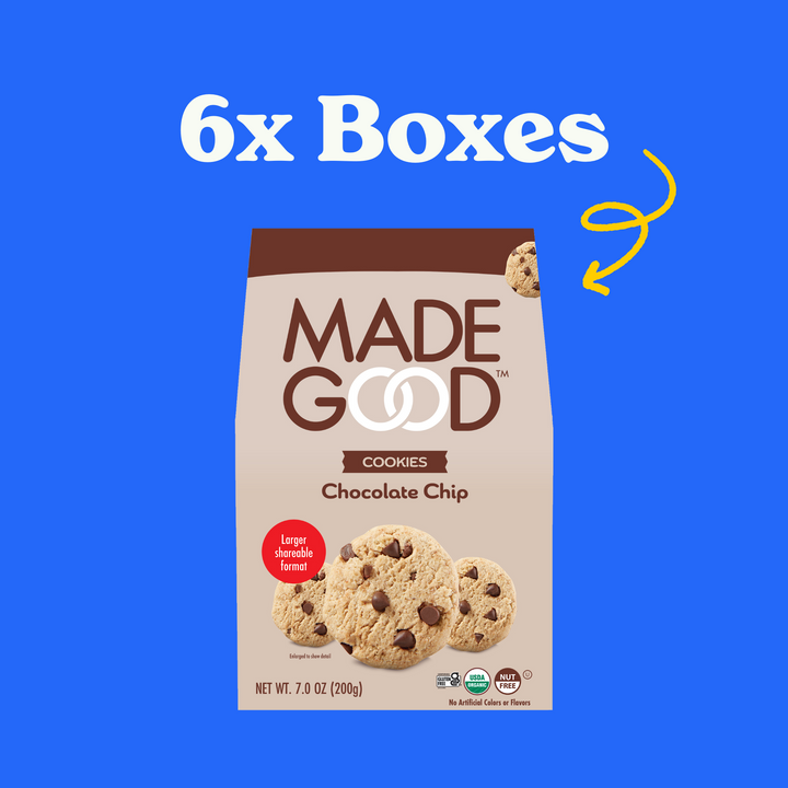 6 boxes of MadeGood chocolate chip cookies