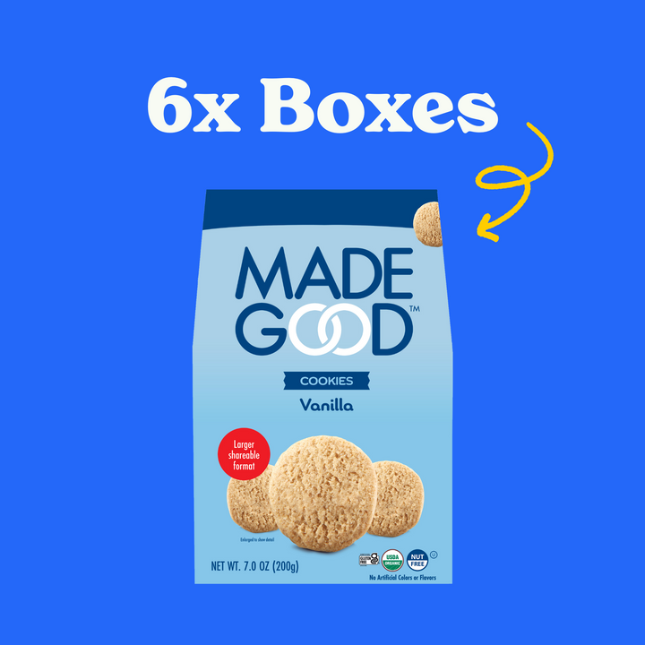 6 boxes of MadeGood Vanilla cookies