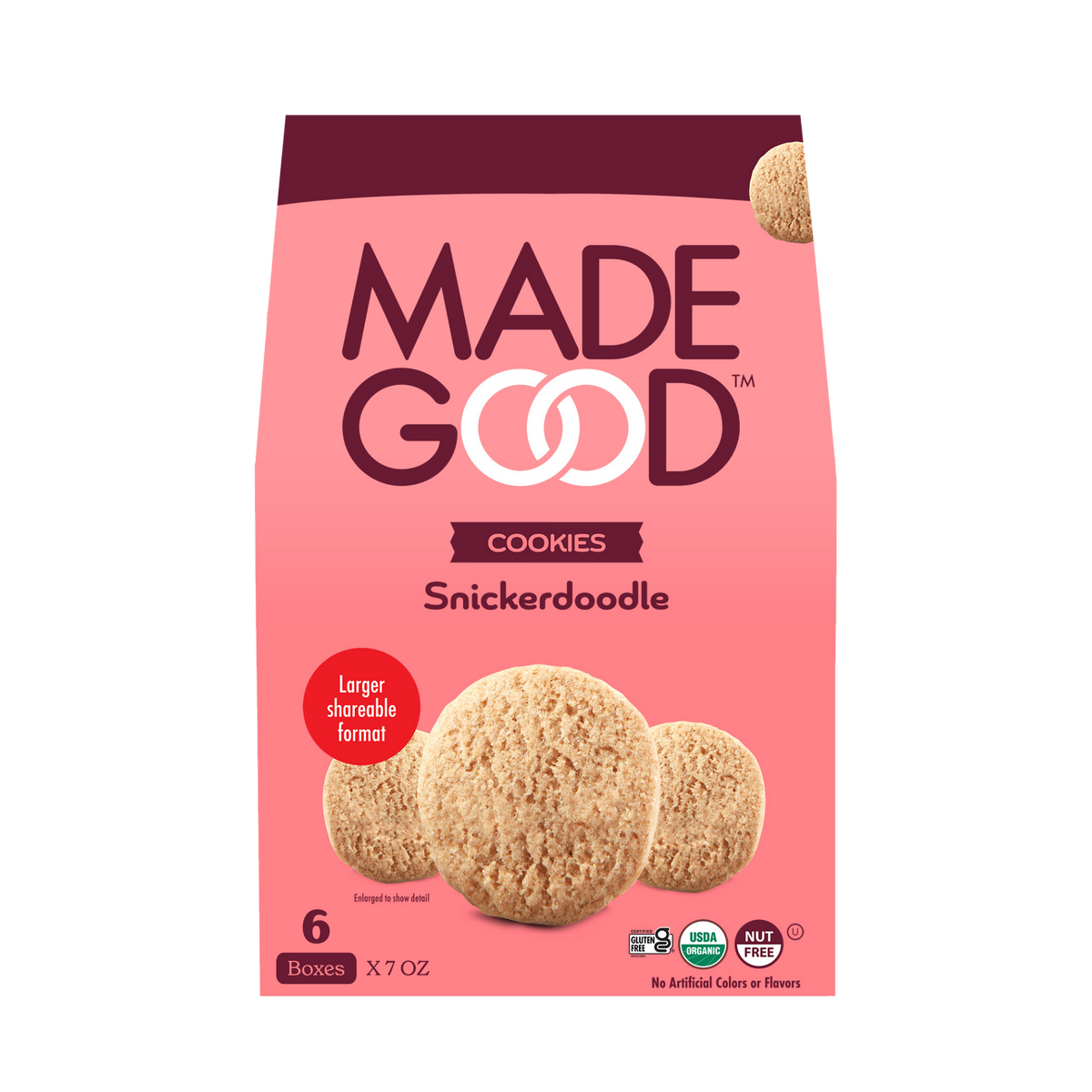 A box of MadeGood Snickerdoodle cookies