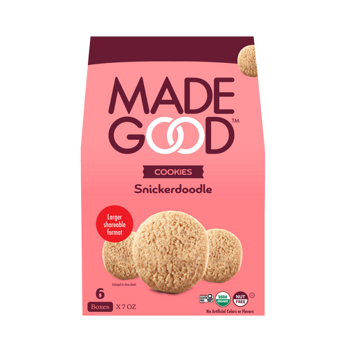 A box of MadeGood Snickerdoodle cookies