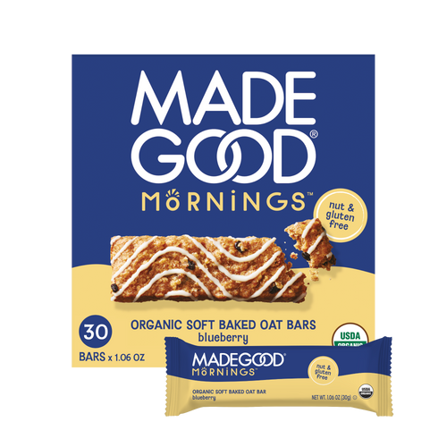 MadeGood mornings soft baked oat bars in Blueberry flavor (30 count)