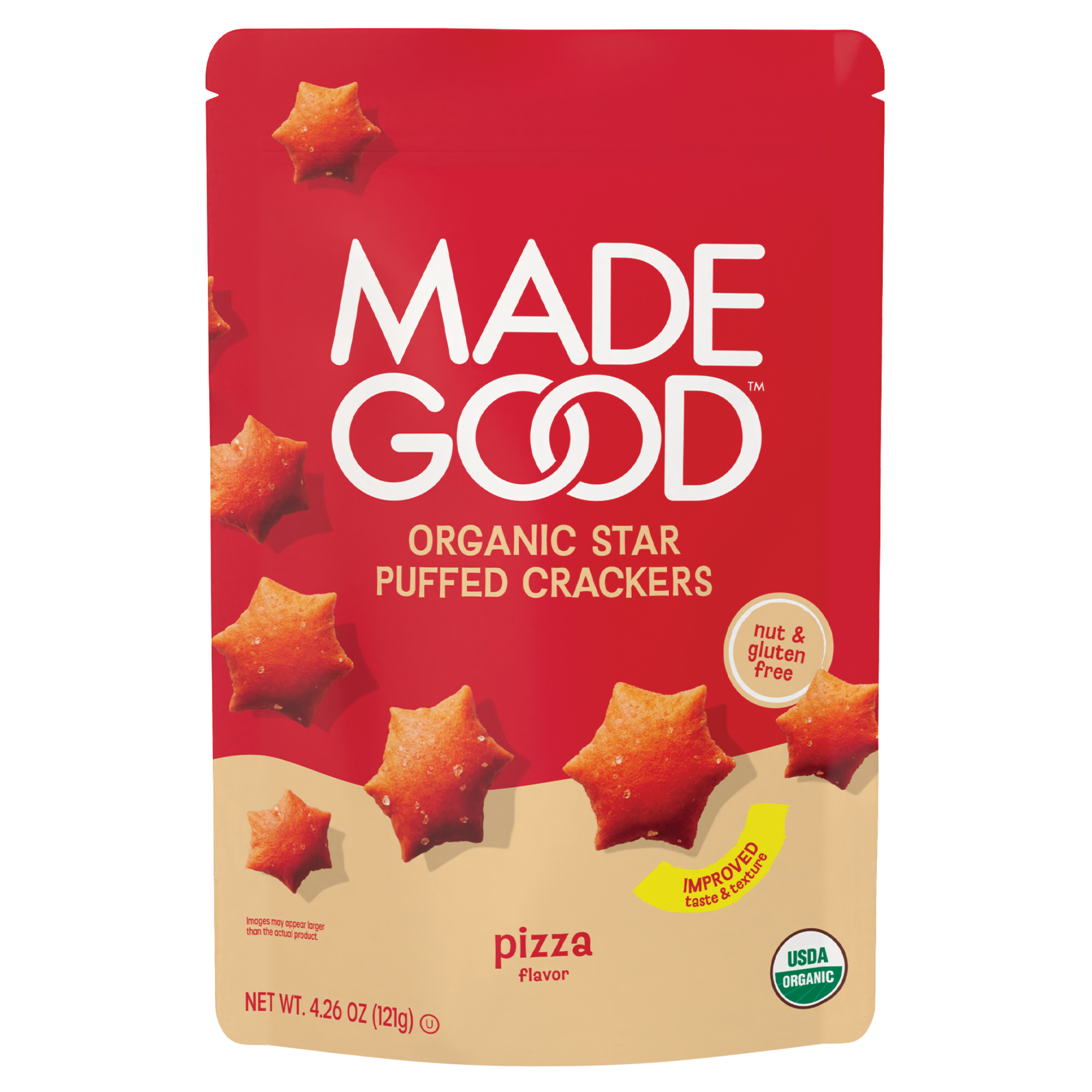 MadeGood Pizza Star Puffed Crackers | Organic, non-GMO, Nut-free