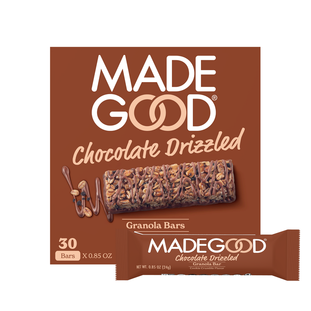 30 bars of MadeGood chocolate drizzled cookie crumble granola bar