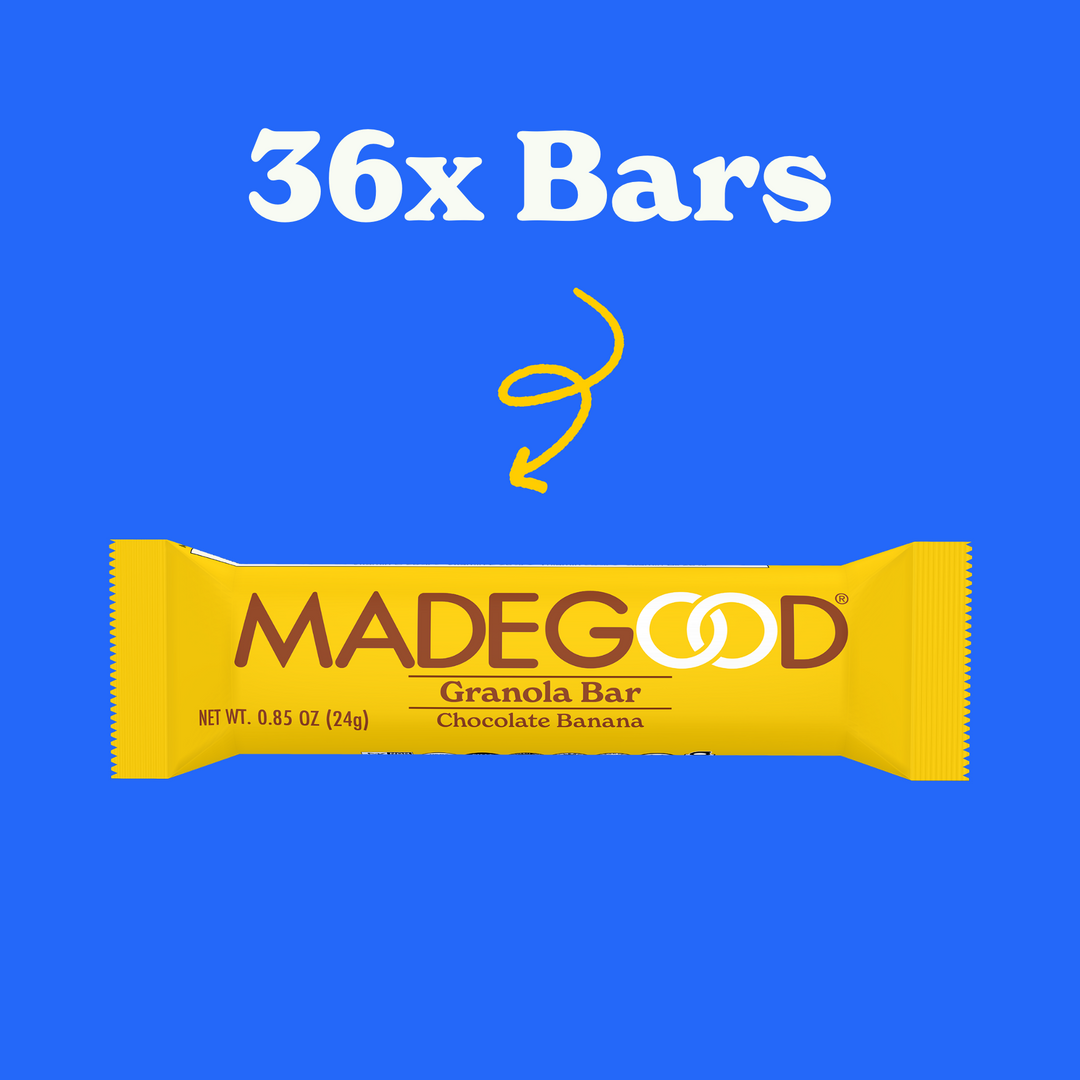 36 units of MadeGood chocolate banana granola bars