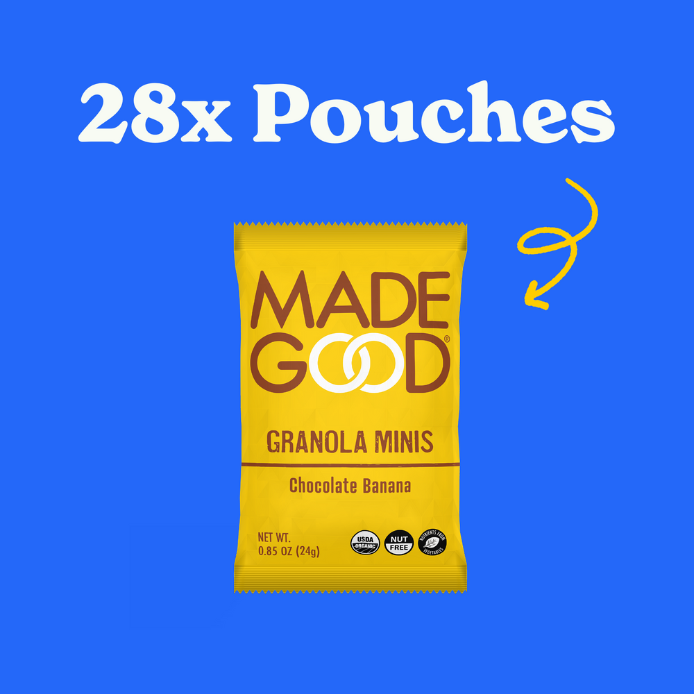 28 pouches of chocolate banana granola minis