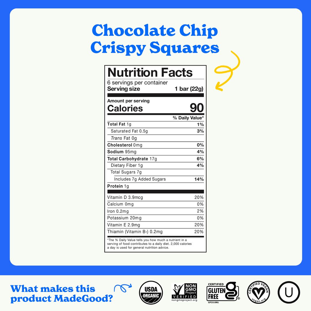 Reformulated! Chocolate Chip Crispy Squares (36 count)