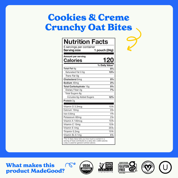 New! Cookies & Crème Vanilla Drizzled Crunchy Oat Bites