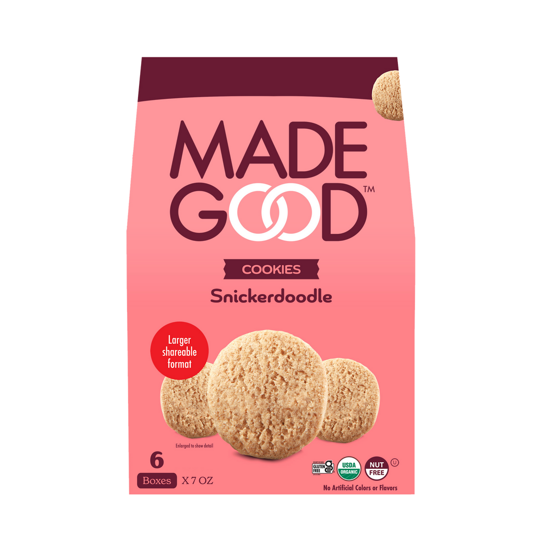 A box of MadeGood Snickerdoodle cookies