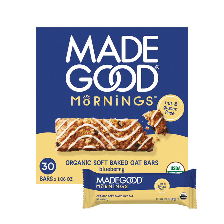 MadeGood mornings soft baked oat bars in Blueberry flavor (30 count)