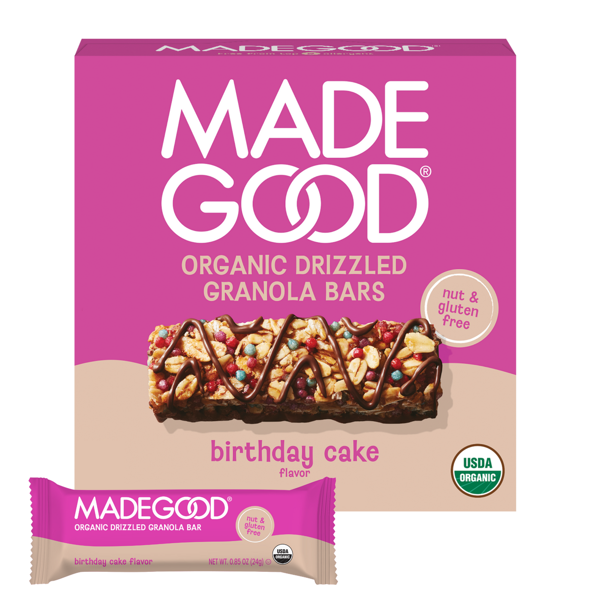Birthday Cake Drizzled Granola Bars