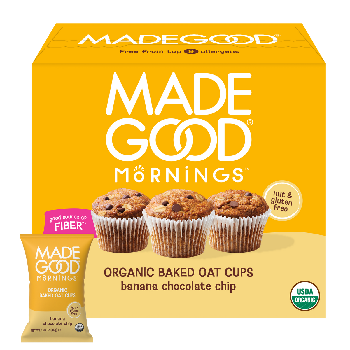 Banana Chocolate Chip Organic Baked Oat Cups