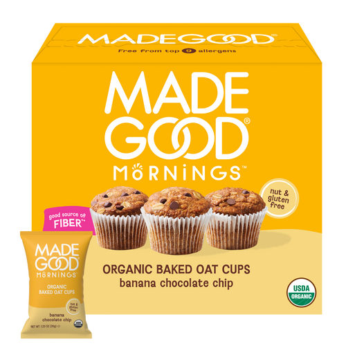 Banana Chocolate Chip Organic Baked Oat Cups