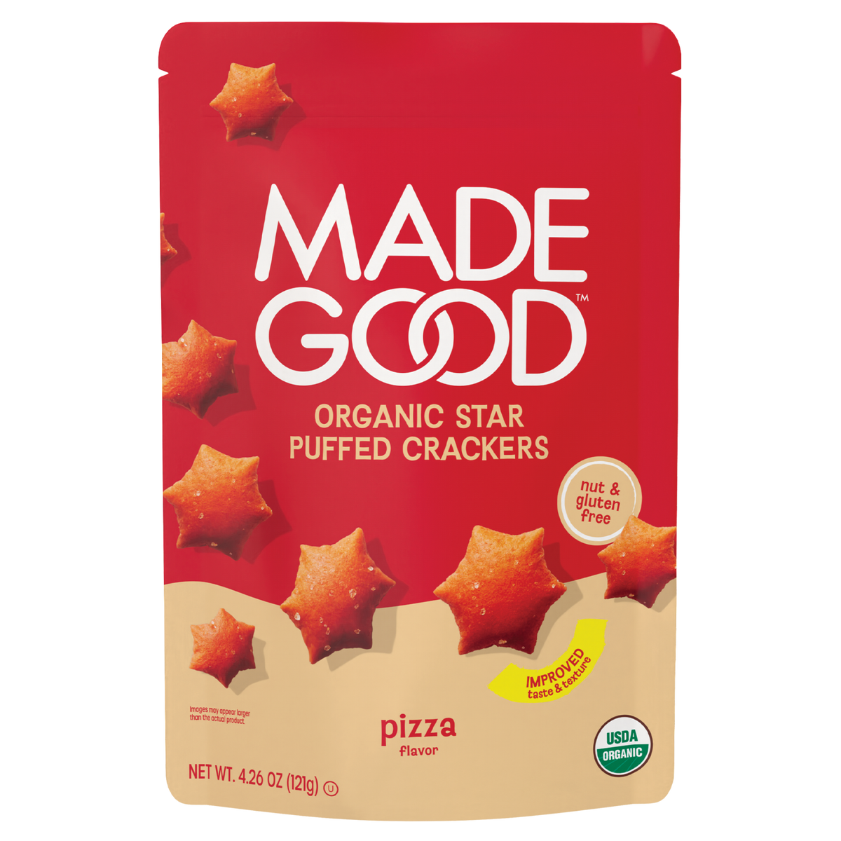 MadeGood Pizza Star Puffed Crackers package