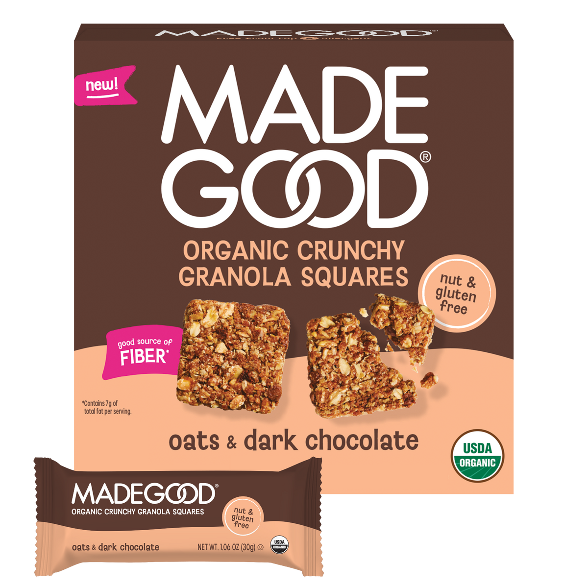 MadeGood MadeGood Organic Crunchy Granola Squares Oats & Dark Chocolate — product image