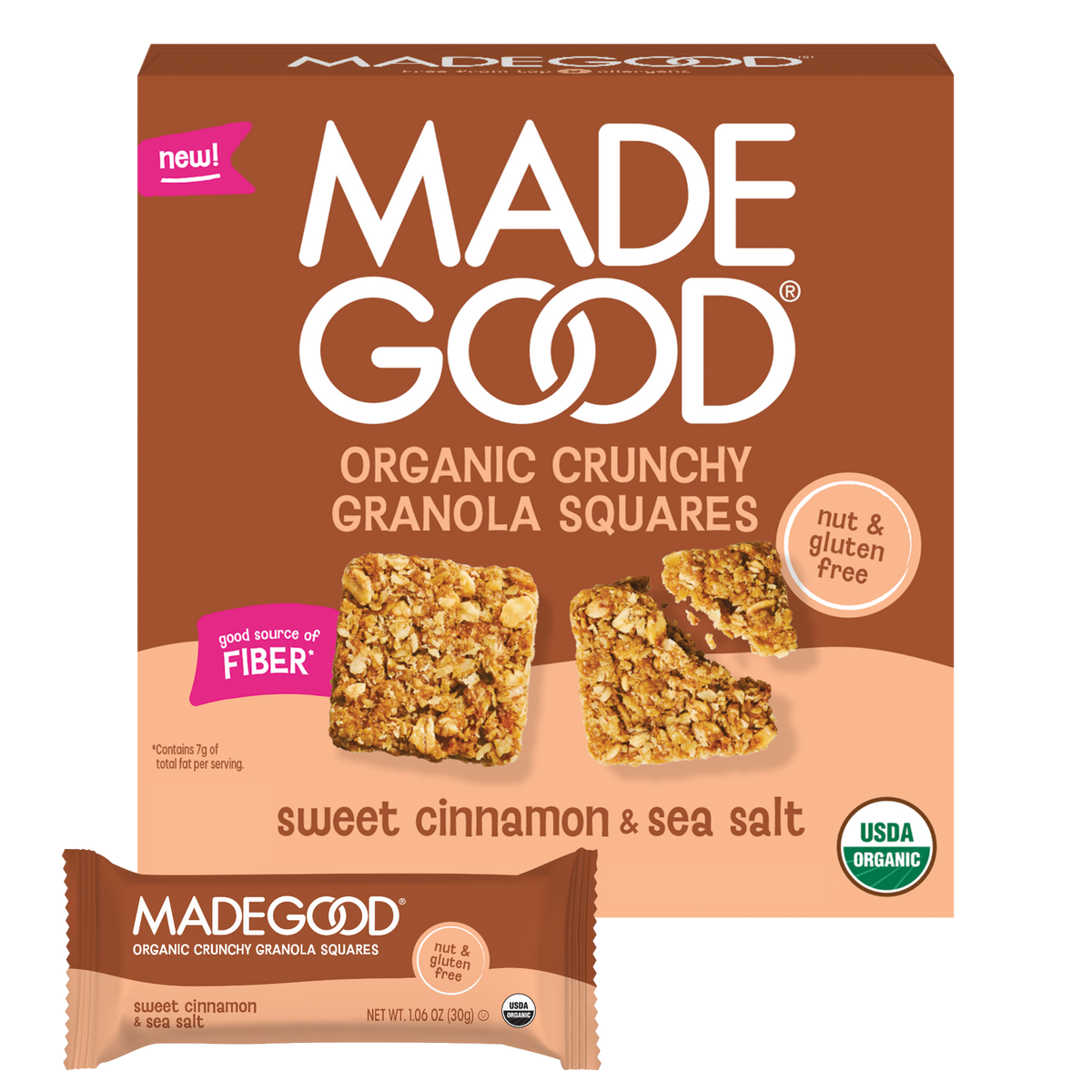 MadeGood MadeGood Organic Crunchy Granola Squares Sweet Cinnamon & Sea Salt — product image