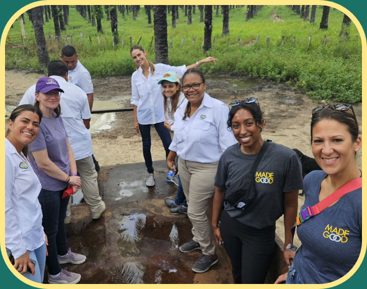 Salma and staff visiting a vendor site