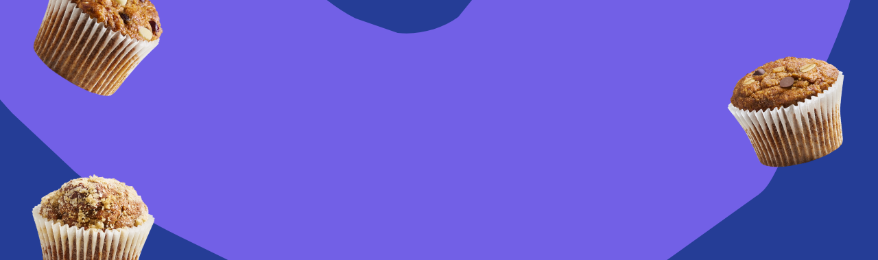 Three MadeGood Oat Cups on a blue abstract background.