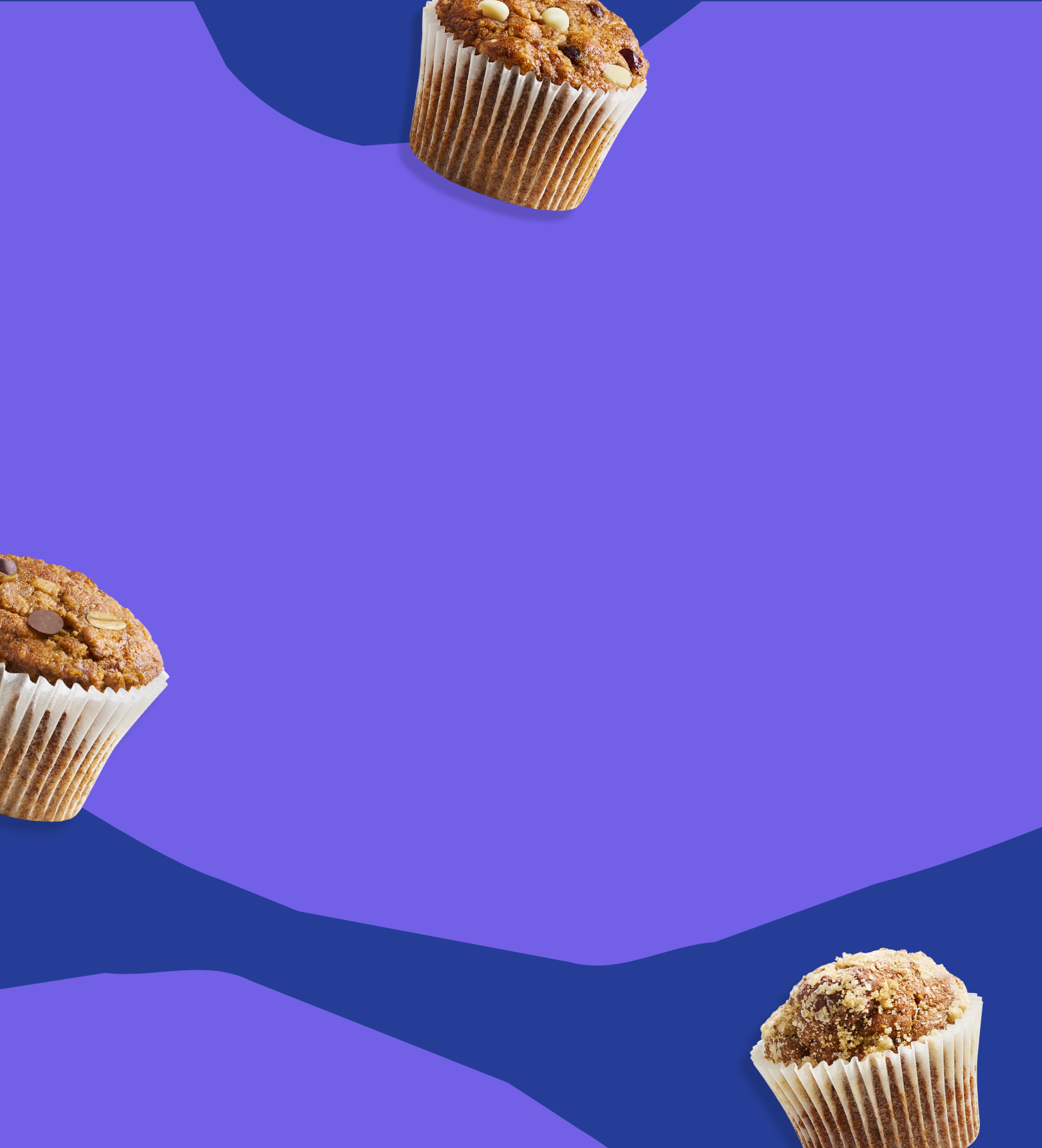 Three MadeGood Oat Cups on a blue abstract background.