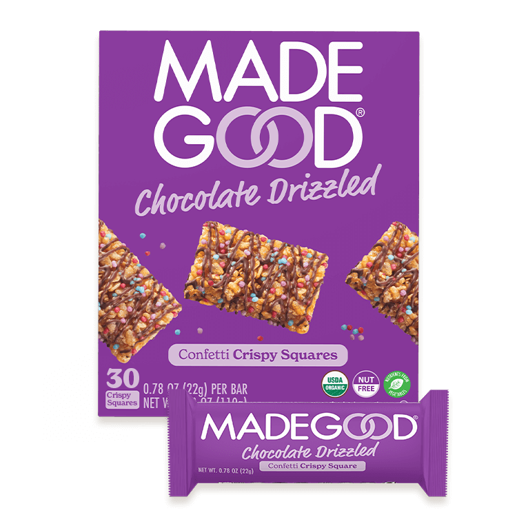 Image of 30 count Confetti Chocolate Drizzled Crispy Squares, .78 oz per crispy square.