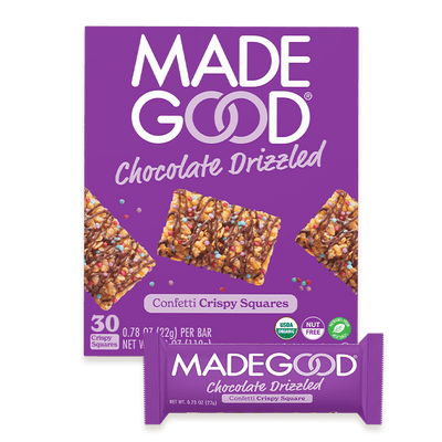 Image of 30 count Confetti Chocolate Drizzled Crispy Squares, .78 oz per crispy square.